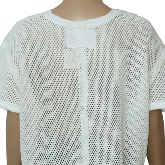 Free People We The Free Sonnet Tee Crochet Mesh Dropped Shoulder Top S - Picture 6 of 8
